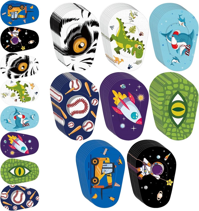 Siifert 48 Pcs Latex Free Adhesive Eye Patches for Kids Latex Free Disposable Cute Adhesive Bandages for Amblyopia Light Blocking Lazy Eye Toddler Boys Girls, 8 Styles - Image 1